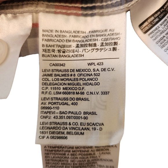 Levi's standard fit blue red  white button-down men's short-sleeve dress shirt - Picture 7 of 11